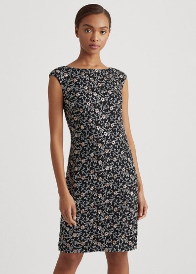 Women's Ralph Lauren Embroidered Cap-Sleeve Dresses | 642981EBN